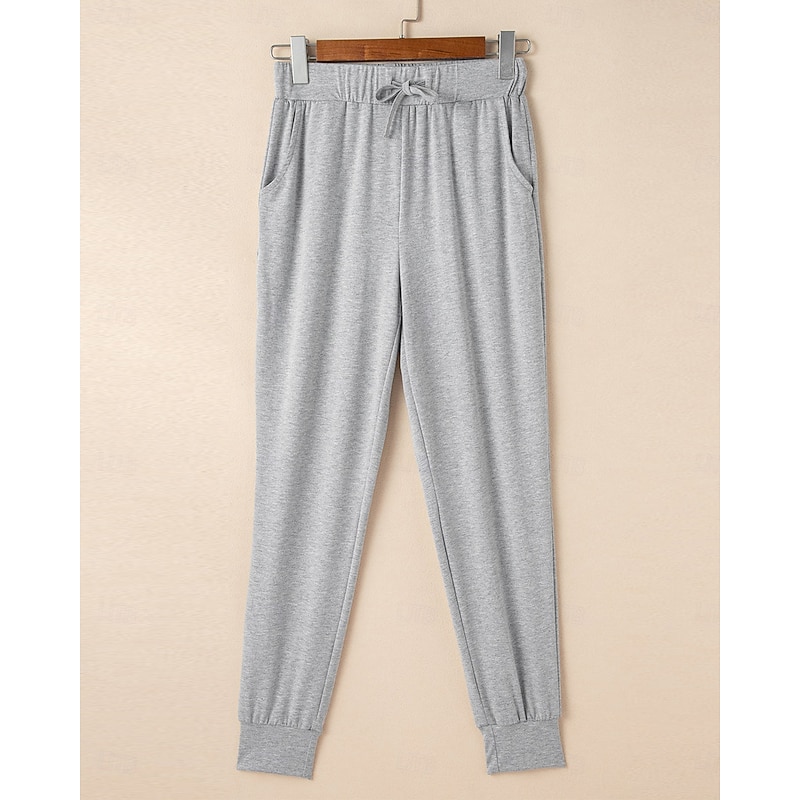 Women's Loungewear Pajama Set Casual Comfort Home Daily Comfort Long Sleeve Cardigan Pant Elastic Waist Spring Fall Gray Home Outfits4