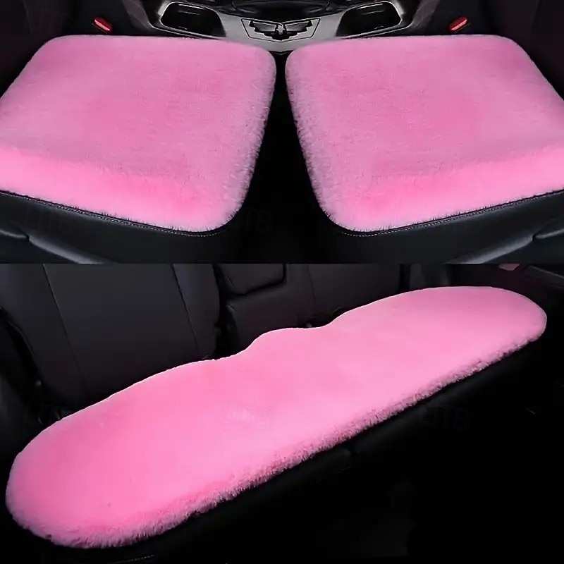 Car Seat Cushion Winter Plush Thick Insulation Universal Rabbit Hair Glue, Half Package, Five Seats, 3-Piece Set3