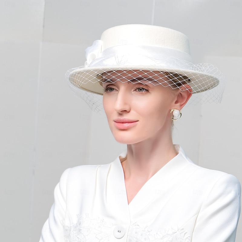 Hats 100% Wool Bowler / Cloche Hat Sun Hat Wedding Evening Party Elegant Wedding With Cap Splicing Headpiece Headwear4