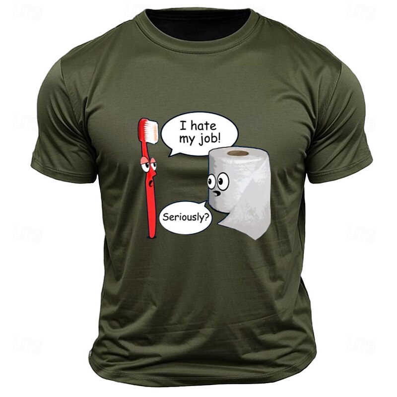 Men's Graphic Tee: "I Hate My Job Seriously?" Funny Work Humor Short Sleeve T-Shirt3