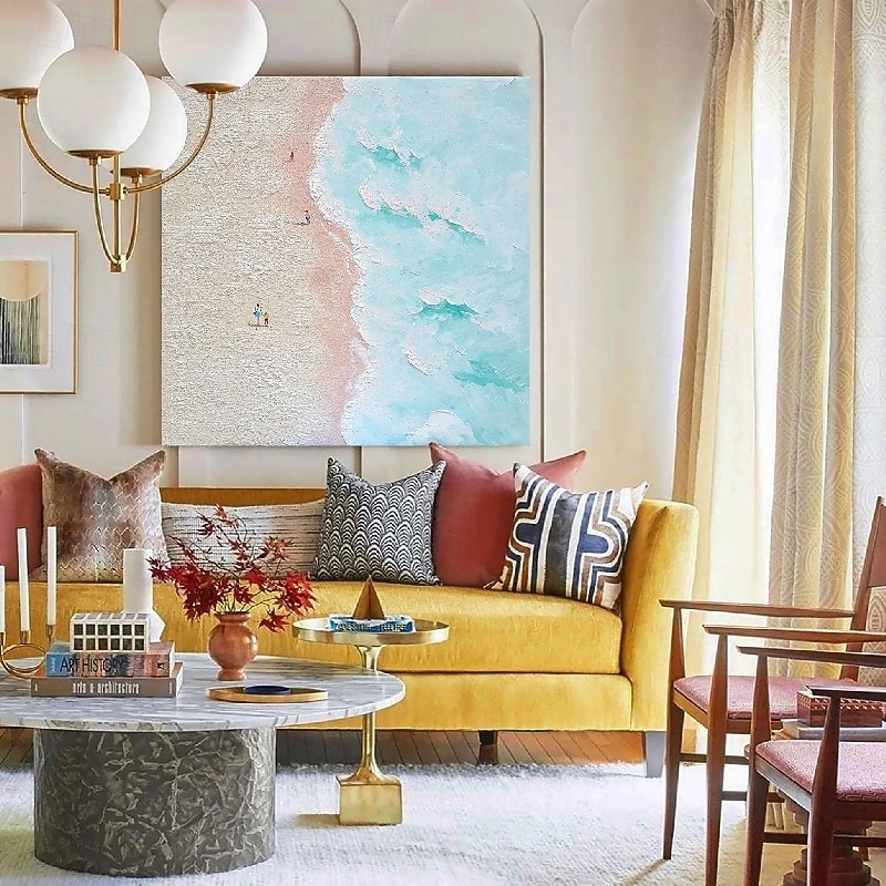 Pink seascape Painting handmade Seascape Art Impasto Oil Painting on Canvas board wave oil painting beach oil painting Hand Painted Artwork landscape oil paintings4