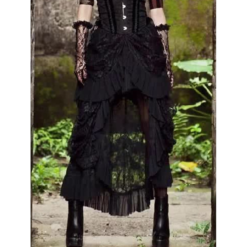 Punk & Gothic Steampunk Skirt Lace Solid Color Fancy Dress Women's Fantasy Steampunk Halloween Carnival Party / Evening Adults' Skirt