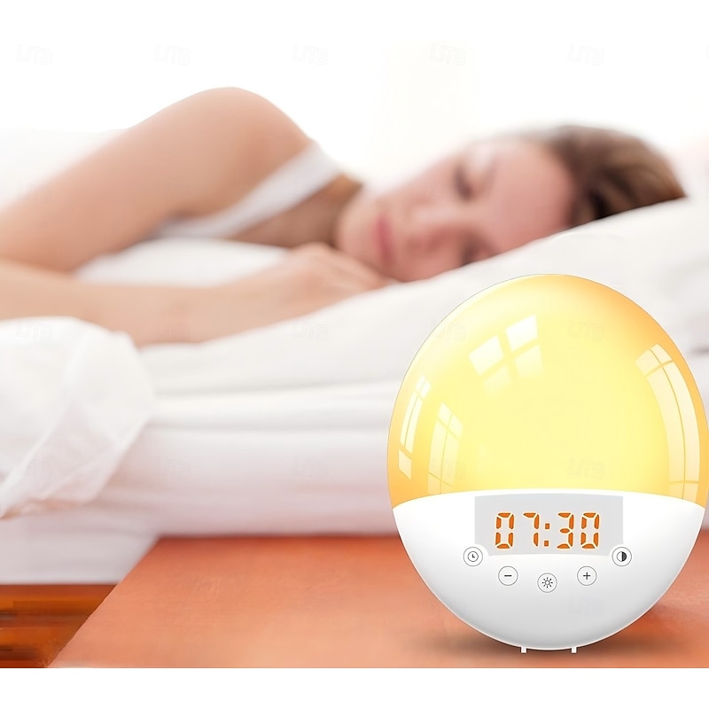LED Smart Light Sunrise Alarm Clock Light Intelligent LED 7 Colors Adjustable with FM Radio, Touch Control Intelligent Home Bed Room Living Room Multifunction Light2
