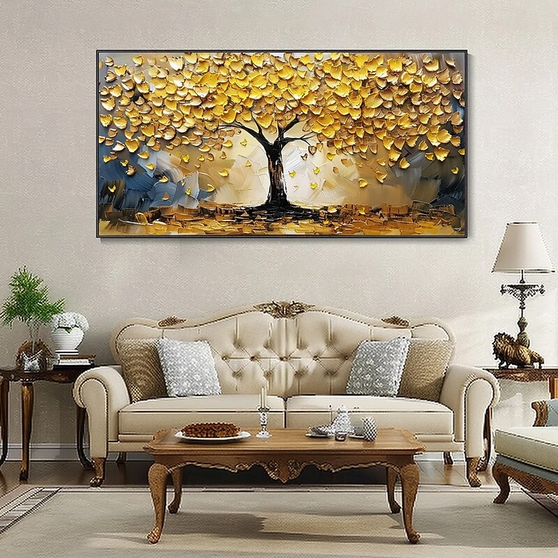 Mintura Handmade 3D Gold Tree Oil Paintings On Canvas Wall Art Decoration Modern Abstract Landscape Picture For Home Decor Rolled Frameless Unstretched Painting4