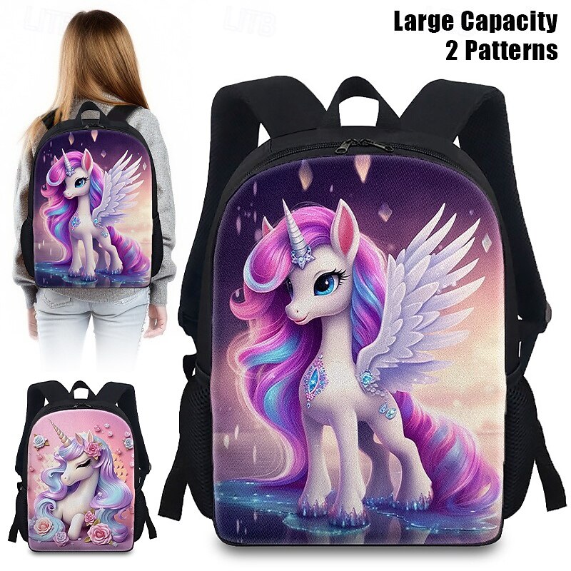 Kid's Boys' Backpack School Bag Bookbag School Outdoor Daily Polyester Large Capacity Lightweight Durable Zipper Print Pink Purple2