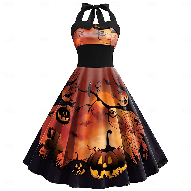 Pumpkin Halloween Dress Swing Dress Sexy Costume Adults' Women's Carnival Masquerade Party / Evening Dailywear Easy Halloween Costumes Dress Up3