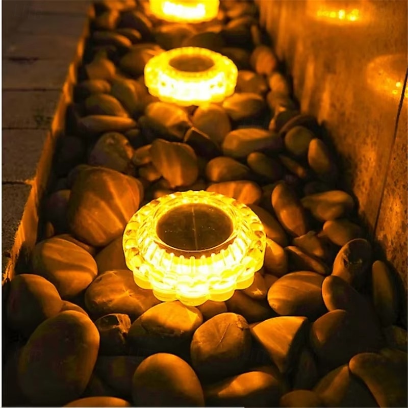 Solar Powered Underground Light Waterproof Lace Ground Plug Light Courtyard Mounted Underground Light Outdoor LED Solar Powered Lawn Light Staircase Lights Platform Lights 1PC4