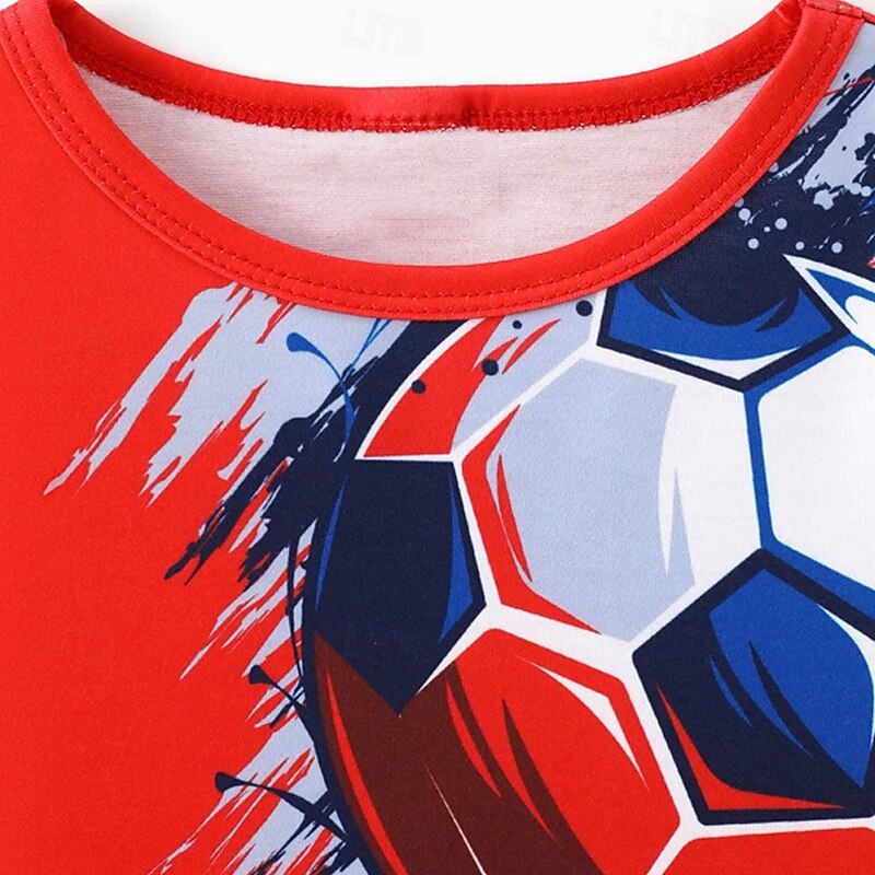 Boys 3D Graphic Football T shirt Tee Short Sleeve Summer Spring Fashion Basic Kids 4-12 Years Crew Neck Outdoor Casual Daily Regular Fit4