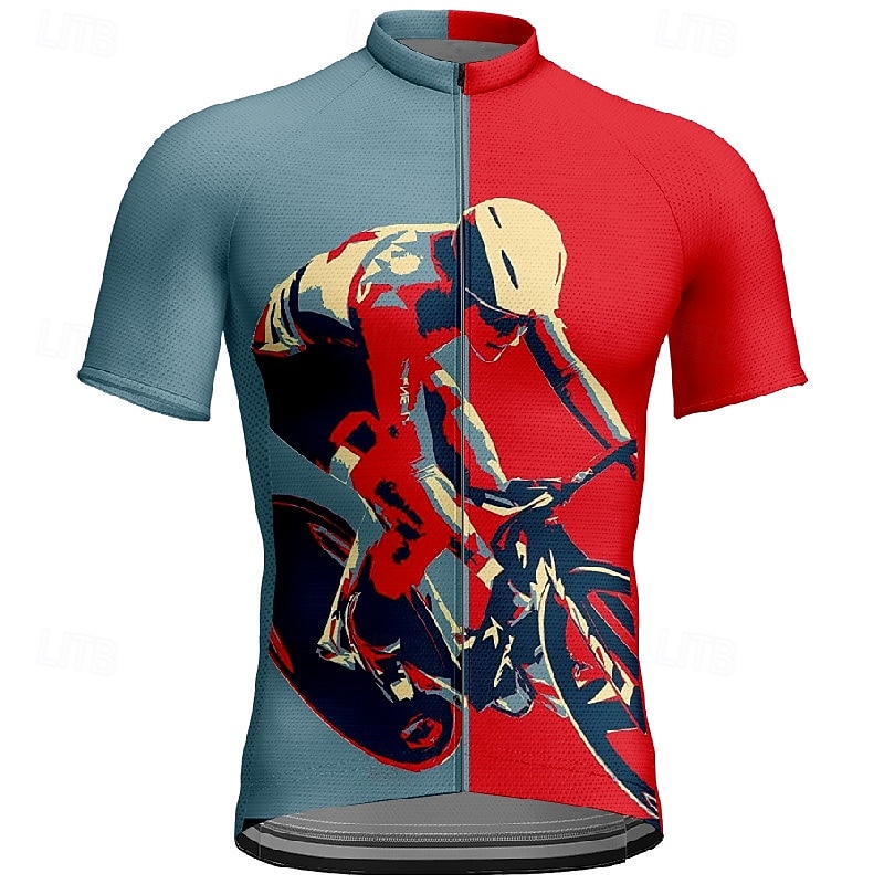 Men's Cycling Jersey Graphic Short Sleeve Bike Tee Tshirt Jersey with 3 Rear Pockets Mountain Bike MTB Quick Dry Anatomic Design Wicking Breathable Sports Navy Blue Blue Clothing Apparel