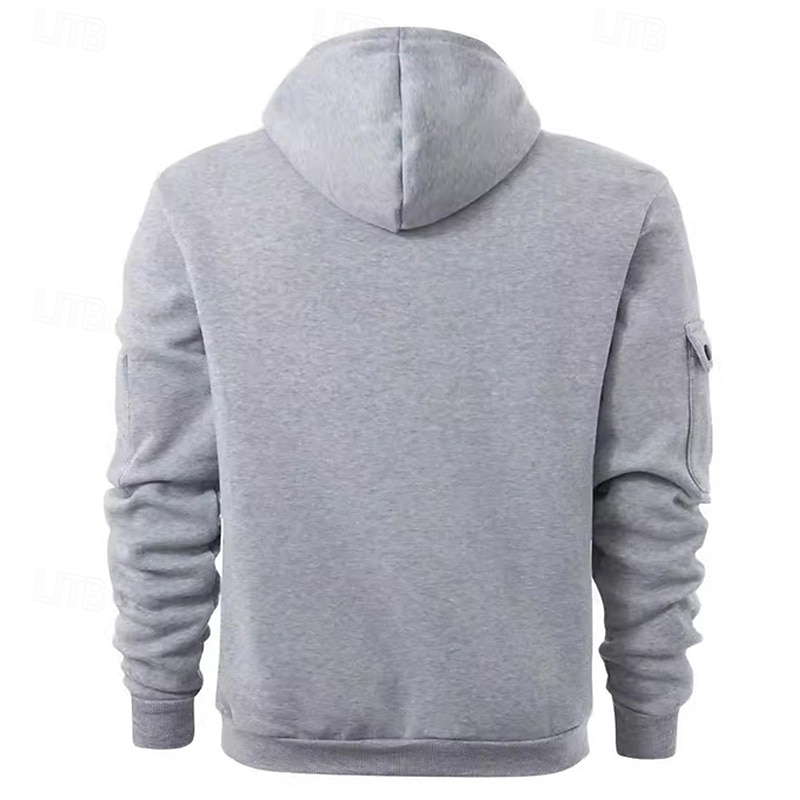 Men's Hoodie Full Zip Hoodie Black Navy Blue Brown Light Grey Dark Gray Hooded Plain Pocket Sports & Outdoor Daily Holiday Polyester Streetwear Basic Casual Spring &  Fall Clothing Apparel Hoodies2