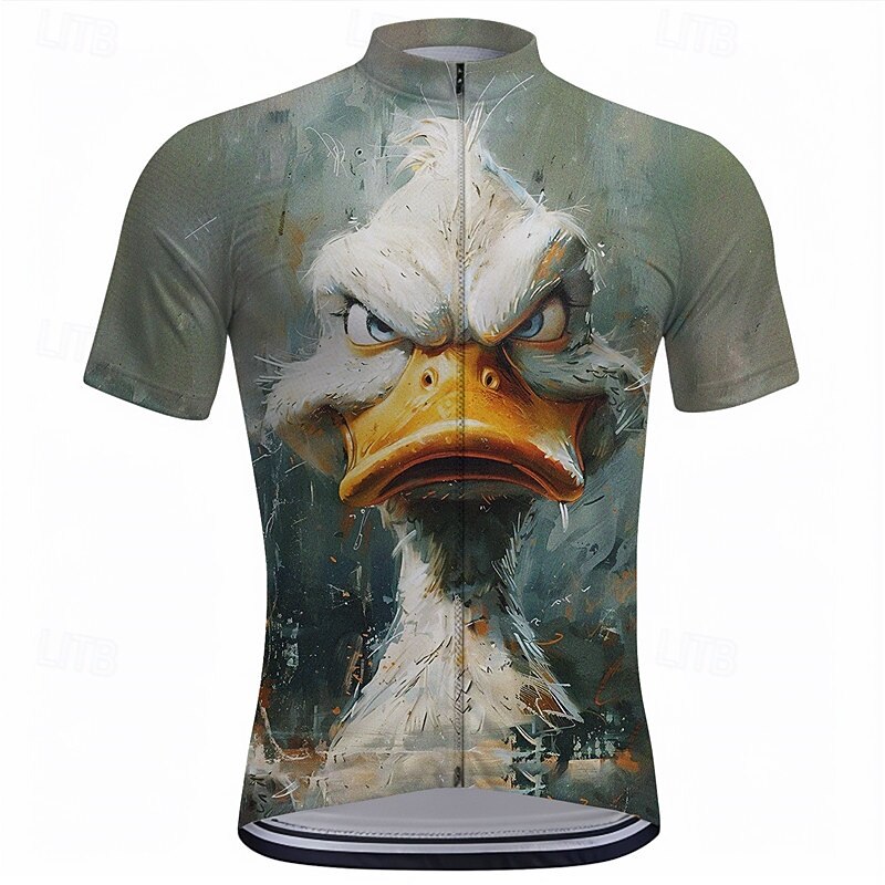 Men's Cycling Jersey Cartoon Short Sleeve Bike Tee Tshirt Top with 3 Rear Pockets Mountain Bike MTB Road Bike Cycling Quick Dry Front Zipper Wicking Sports Pink Blue Green Clothing Apparel