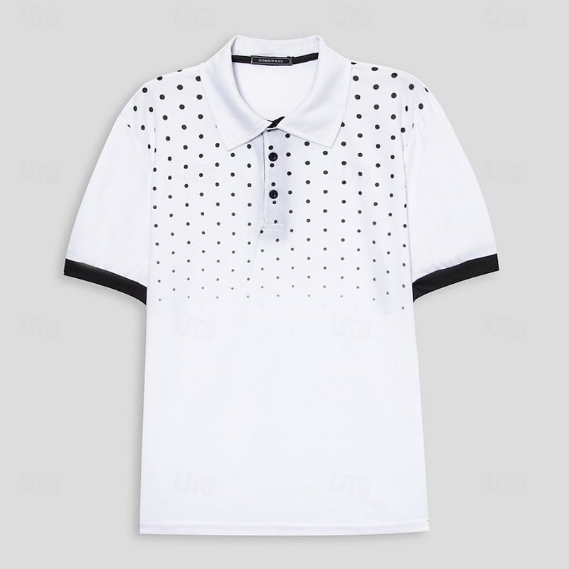 Men's Polo Shirt Golf Shirt Casual Classic Short Sleeve Comfortable Polka Dot Dot Button Front Summer Spring Regular Fit Black White Red Navy Blue Light Grey Orange Polo Shirt2