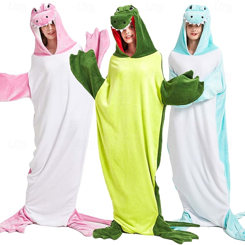 Couples Dinosaur Crocodile Costume Kigurumi Pajamas Halloween Group Couples Costumes Adults' Unisex Funny Costume Party Home Halloween Carnival Easy Halloween Costumes