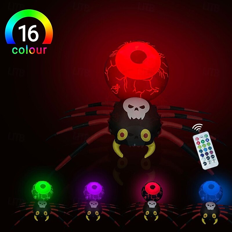 Halloween Inflatable Spider with Changeable LED Light, Blow Up Spider for Halloween Decor, Inflatable Holiday Yard Garden Spider Decorations for Indoor and Outdoor3