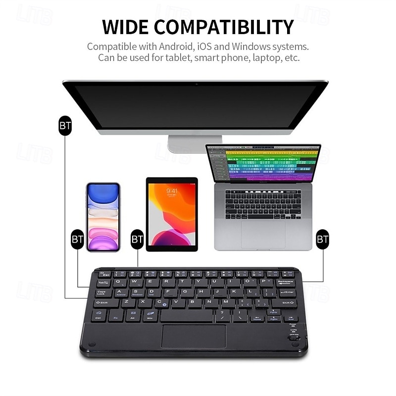 Wireless BT 3.0 Keyboard 59 Keys Ultra-slim Mini BT Keyboard with Touch Pad Support Android Windows iOS System for Laptop Phone Tablet3
