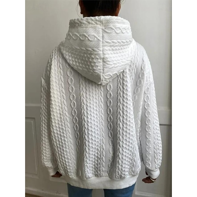 Women's Hoodie Sweatshirt Fashion Plain Work Dailywear Casual Hooded Patchwork Loose Fit Long Sleeve Black White Khaki Gray Fall Winter2