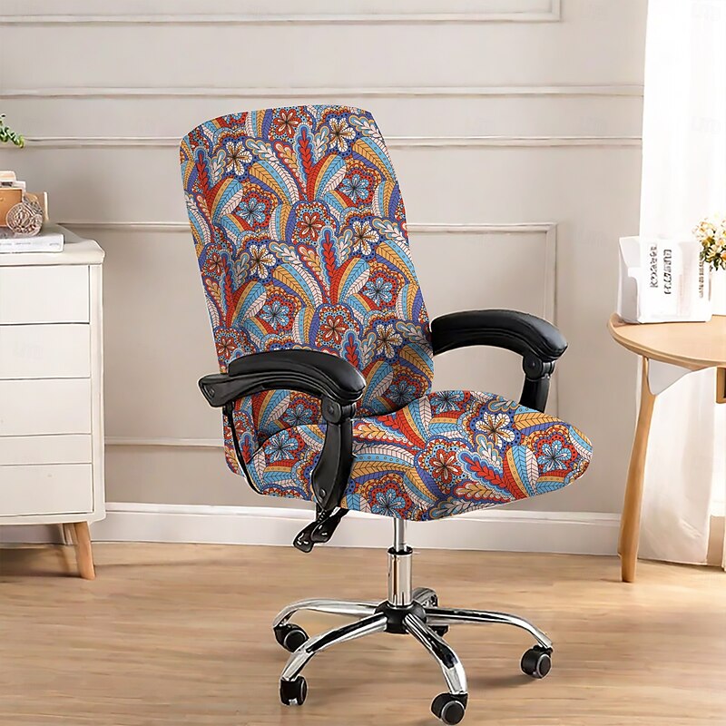 Stretch Floral Office Chair Cover Stylish Elastic Slipcover for a Snug Fit and Protection of Your Workspace Furniture4