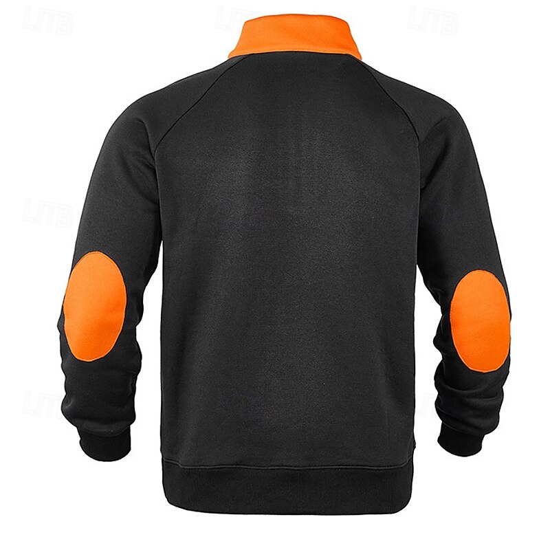 Men's Sweatshirt Quarter Zip Sweatshirt Black Navy Blue Fuchsia Light Grey Dark Gray Half Zip Color Block Patchwork Sports & Outdoor Daily Holiday Polyester Streetwear Basic Casual Spring & Fall 6