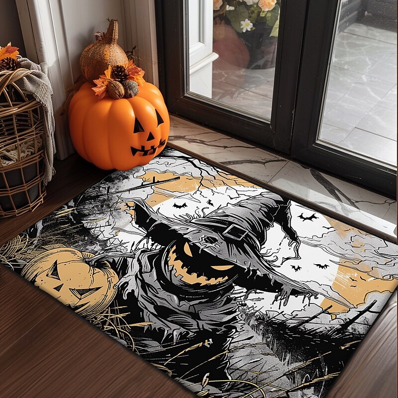 Halloween Decorations Doormat Pumpkin Scarecrow Kitchen Mat Floor Mat Non-Slip Area Rug Oil Proof Rug Indoor Outdoor Mat Bedroom Decor Bathroom Mat Entrance Rug2