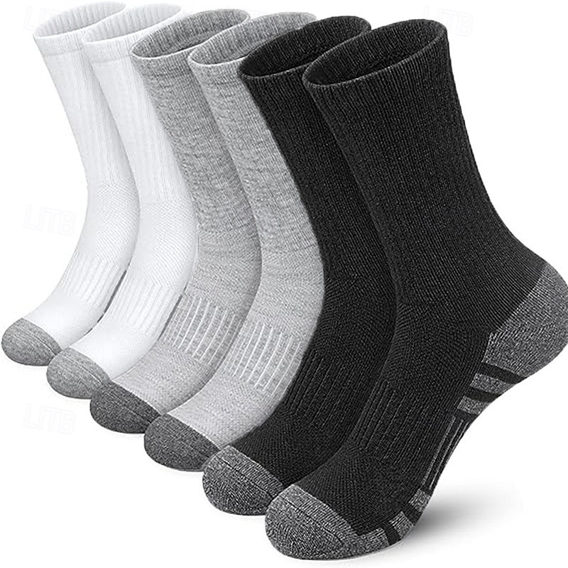 Men's 6 Pairs Multi Packs Socks Running Socks Casual Socks Black+White+Gray Black Color Color Block Sports & Outdoor Daily Vacation Basic Medium Spring Fall Fashion Casual2