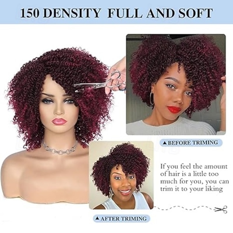 Short Kinky Curly Wigs Side Part Afro Curly Wig for Black Women Twist Out African American Synthetic Wigs4
