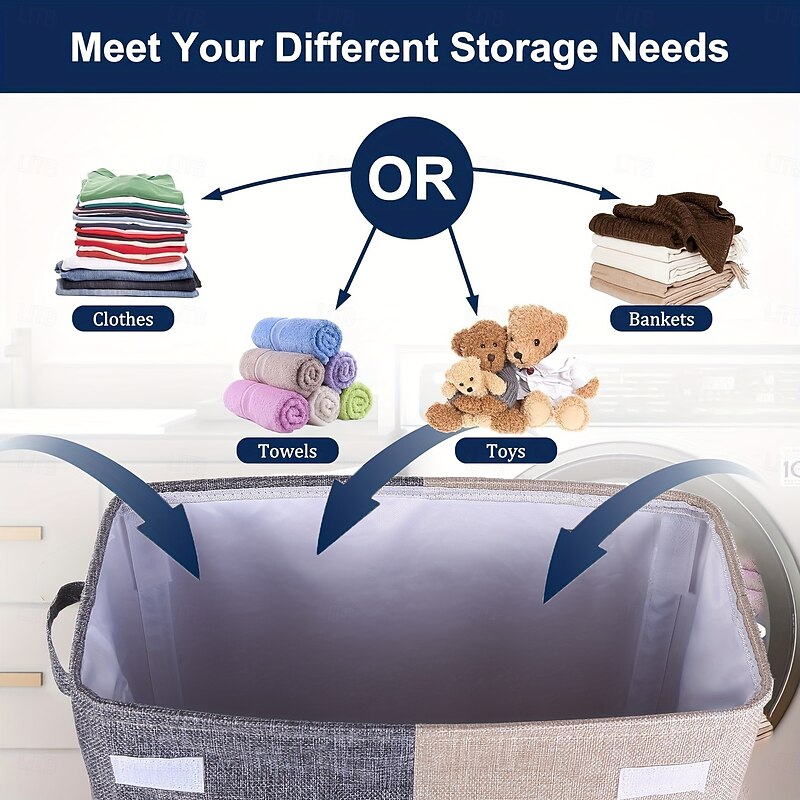 45L Foldable Laundry Hamper with Handle - 23-Inch Narrow Slit Collapsible Basket - Dirty Clothes Storage for Bathroom, Bedroom, Living Room - Space-Saving Corner Storage Basket for Clothes Organization and Room Decor3