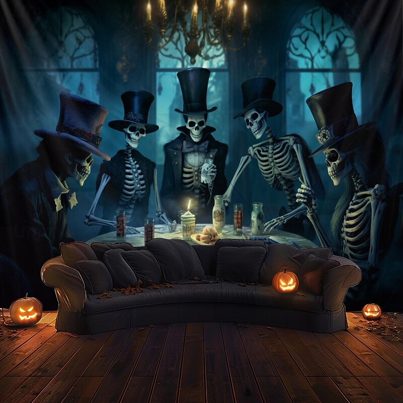 Halloween Decorations Skulls Party Hanging Tapestry Wall Art Large Tapestry Mural Decor Photograph Backdrop Blanket Curtain Home Bedroom Living Room Decoration