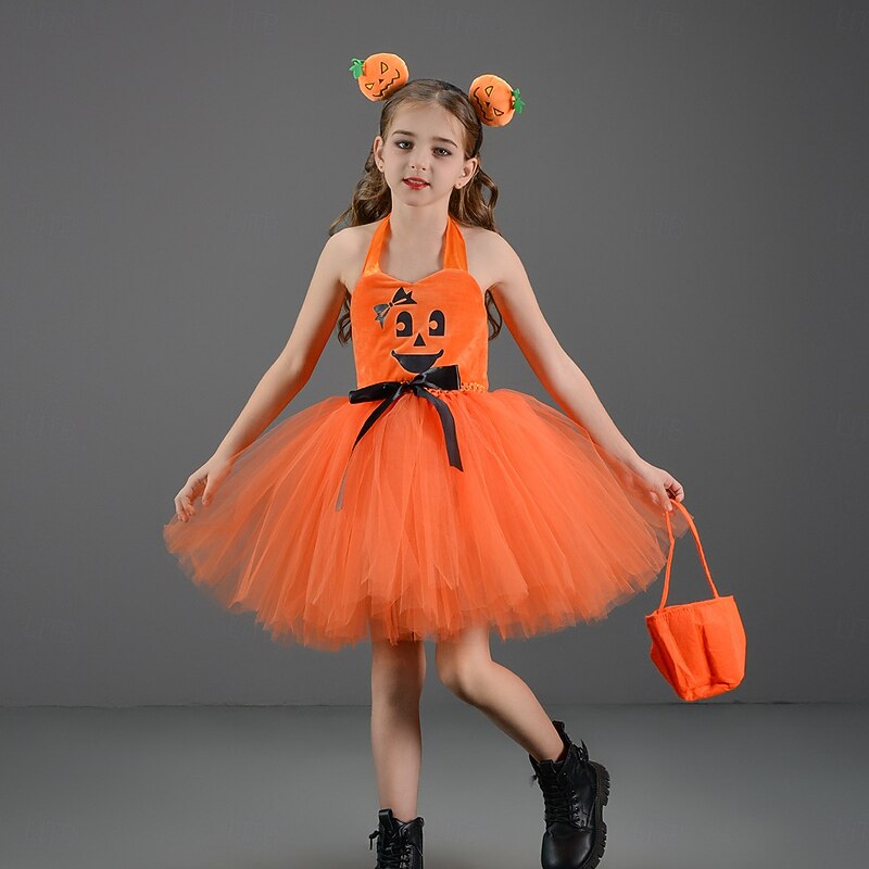 Pumpkin Halloween Costume Tutu Dress Up Kid's Girls' Children's Day Masquerade Party Easy Halloween Costumes Dress Up4