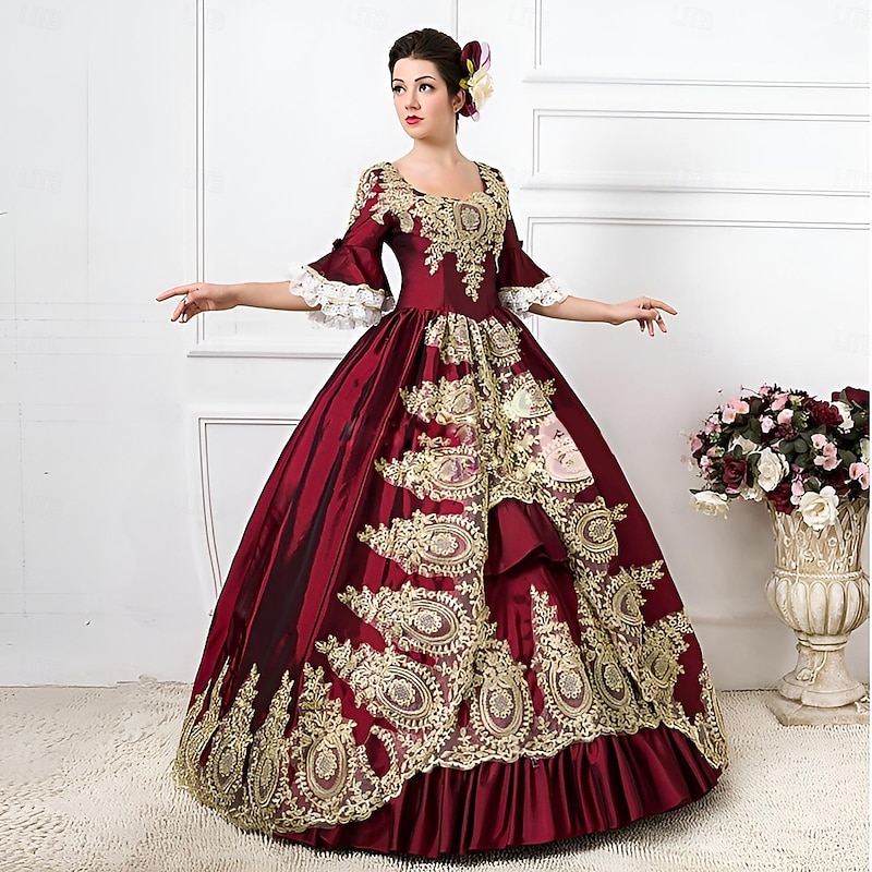 Rococo Victorian 18th Century Floor Length Long Length Dress Party Costume Masquerade Plus Size Normal Customized Floral Ball Gown Fancy Dress Women's Royal Party Prom Carnival of Venice Dress2