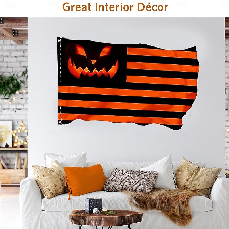 Halloween Decorations Flags Pumpkin Trick Or Treat House Flags Outdoor Durable Flag Outdoor Flagpole Banner Decoration Patio Pochy3