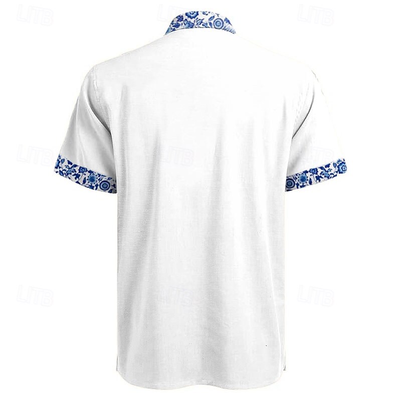 Men's Pattern Beach Shirt Button Up Shirt Short Sleeve Hawaiian Casual Vacation Daily Summer Spring Turndown Collared Shirts Button Up 3D Print White2