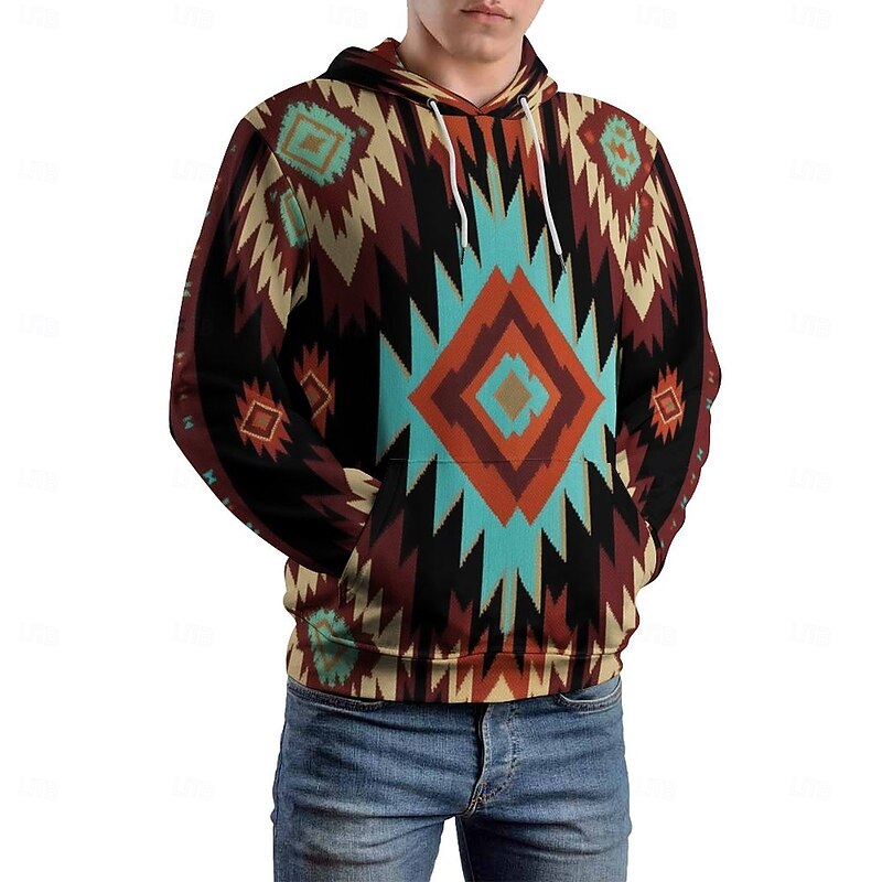 Men's Hoodie Hoodies Sweatshirt Fashion Daily Long Sleeve Hooded Vacation Streetwear Light Brown Printing Winter Spring &  Fall Designer3