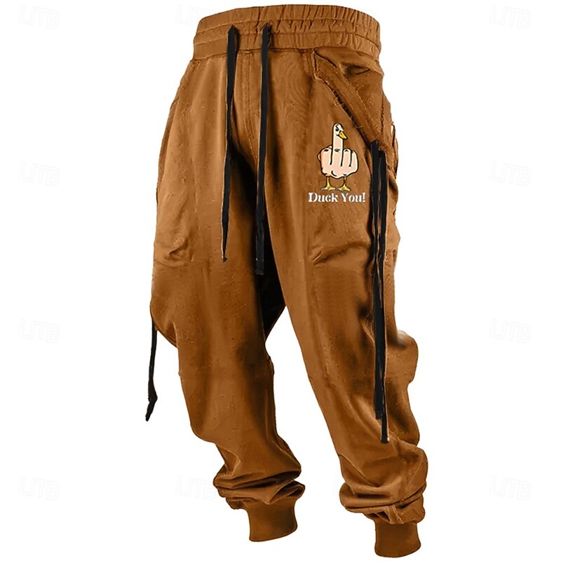 Men's Duck Sweatpants Joggers Drawstring Elastic Waist Casual Funny Party Evening Wear Dailywear Pocket Spring Fall Winter 3D Print Black Orange Green4