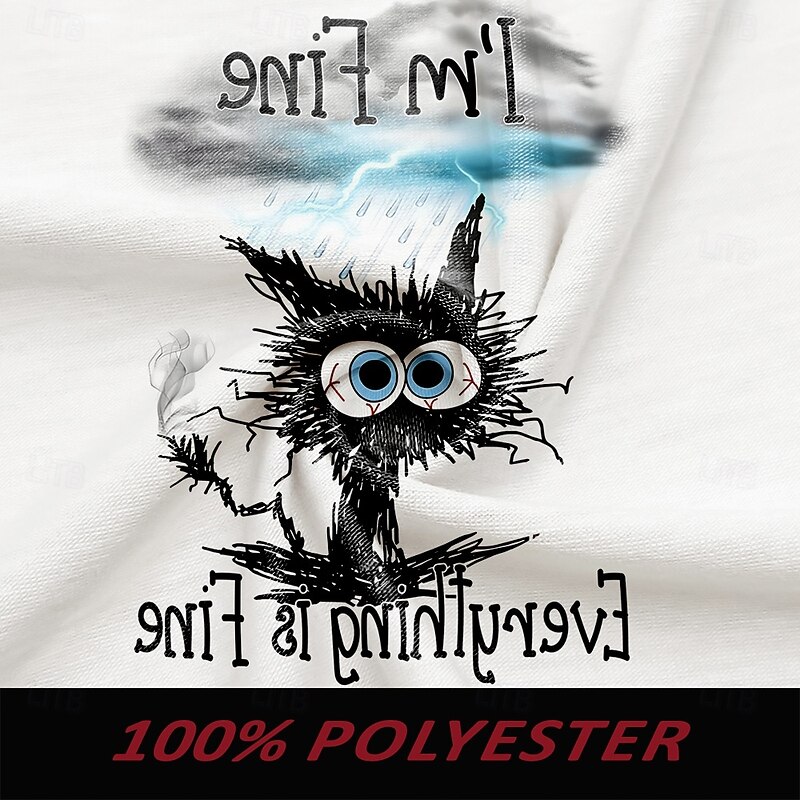 Men's Cat Funny T Shirt Long Sleeve T shirt 3D Print Crew Neck Shirt Designer Retro Vintage Street Casual Daily White Summer Spring Fall Clothing Apparel S M L XL XXL XXXL3