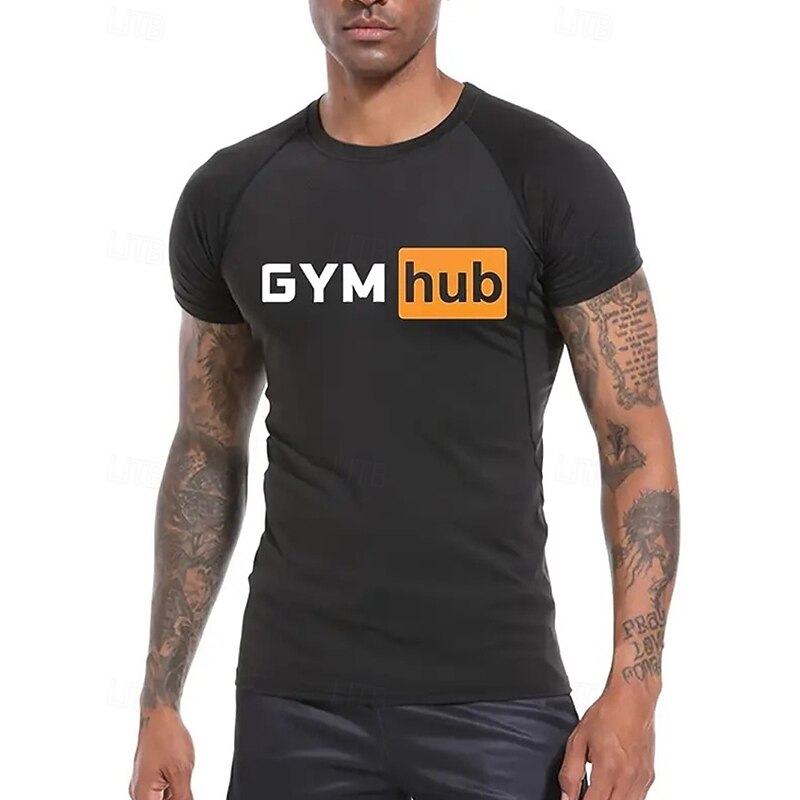 Men's Compression Shirt Athletic Shirt Gym Shirt Fitness Shirt Short Sleeve Tee Tshirt Casual Athleisure Letter Quick Dry High Stretch Breathable Gym Workout Walking Jogging Sportswear Activewear2