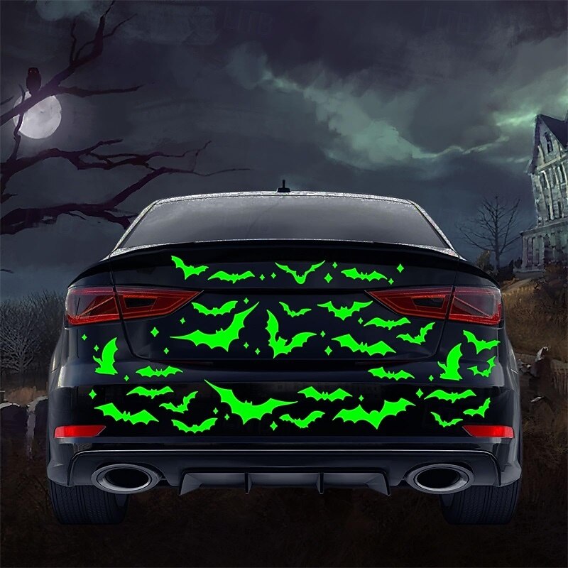 Halloween Glow-in-the-Dark Green Bat PET Stickers Bat Shape Elements3
