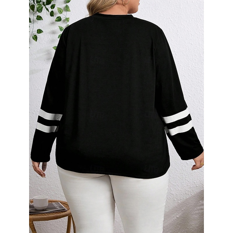 Women's T shirt Long Sleeve Plus Size Tee Daily Casual Long Sleeve Black Spring Fall Prefall2