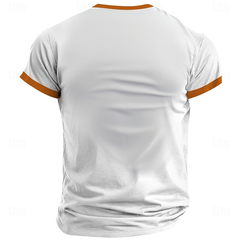 Men's Pumpkin T Shirt Short Sleeve T shirt 3D Print Half Zip Shirt Retro Vintage Street Casual Daily White Summer Spring Clothing Apparel S M L XL XXL XXXL2