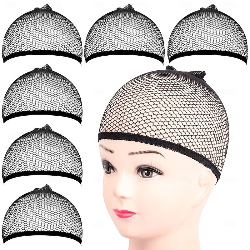 6PCS Wig Cap, 6PCS Black Mesh Wig Cap Net, Closed End Hair Mesh Net, Liner Weaving Caps for Women, Men, Kids, Wig Caps for Halloween, Cosplay