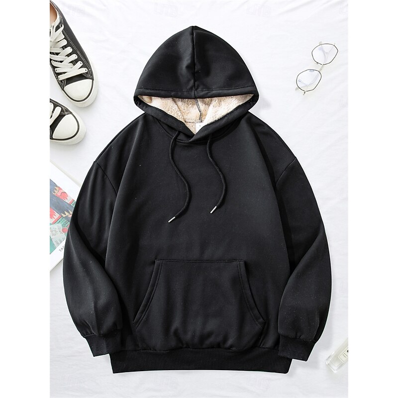 Women's Hoodie Sweatshirt Fleece Plain Street Dailywear Pocket Casual Comfrt Hoodie Long Sleeve Micro-elastic Fall Winter Fall & Winter Comfrt Breathable Soft Fabric 13