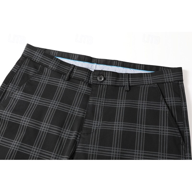 Men's Trousers Chinos Jogger Pants Plaid Dress Pants Pocket Lattice Breathable Soft Business Casual Daily Fashion Streetwear Black Light Green4