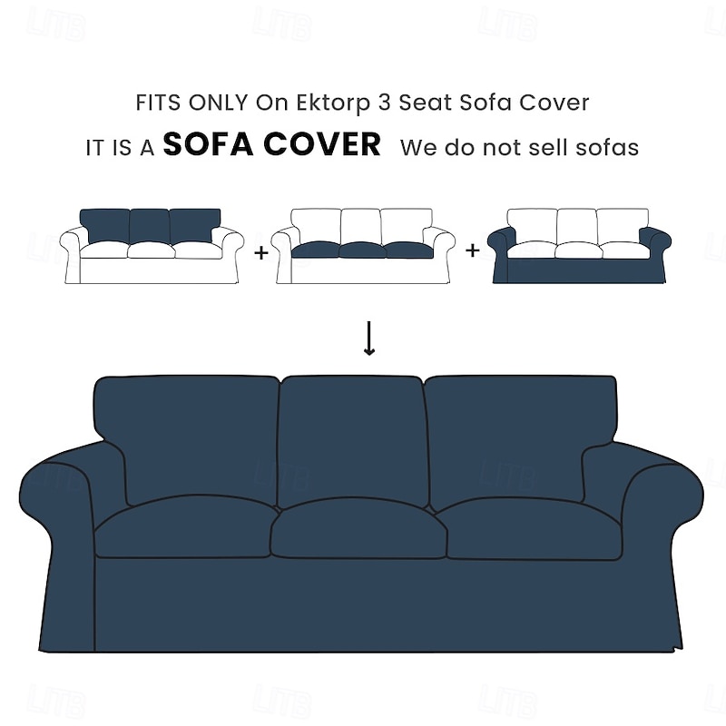 3 Seat Sofa Cover Couch Cover with 3 Cushion Cover and 3 Backrest Cover For Ektorp Slipcover Washable Furniture Protector  LITB PRIME cover Ektcover3