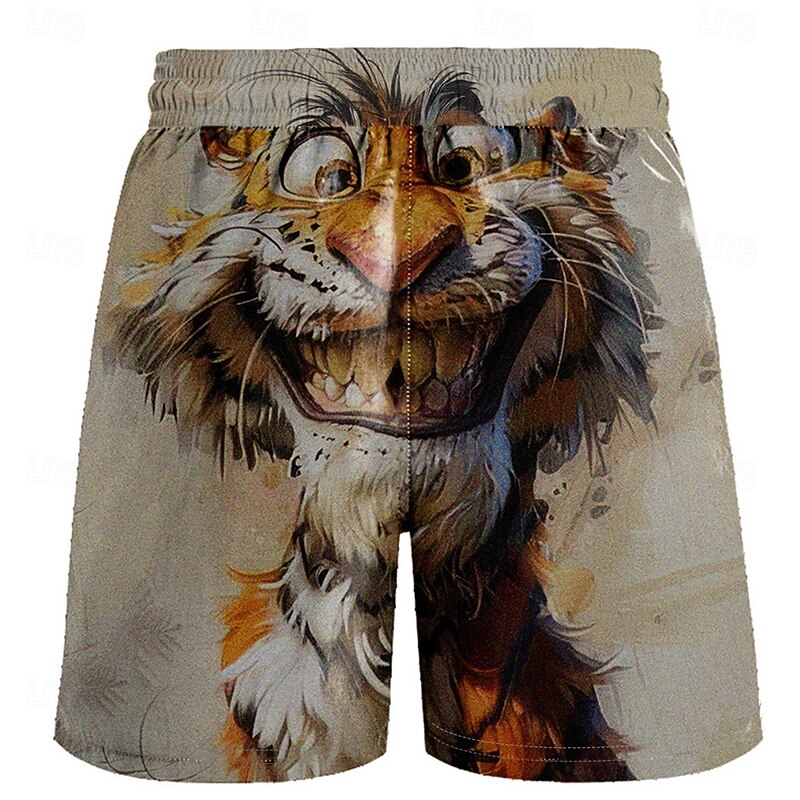 Men's Animal Tiger Sweat Shorts Beach Shorts Terry Shorts Mid Waist Vintage Casual Daily Holiday Streetwear Drawstring Elastic Waist 3D Print Designer Clothing Apparel2