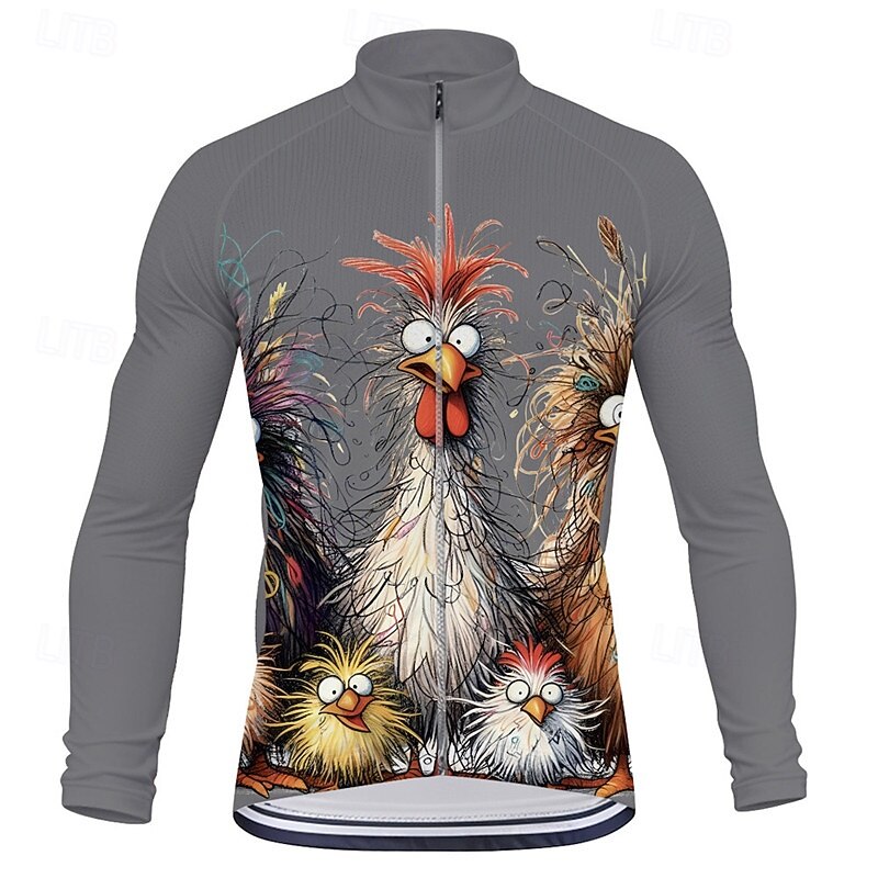 Men's Cycling Jersey Animal Long Sleeve Bike Tee Tshirt Top with 3 Rear Pockets Mountain Bike MTB Road Bike Cycling Quick Dry Front Zipper Wicking Sports Black White Yellow Clothing Apparel4