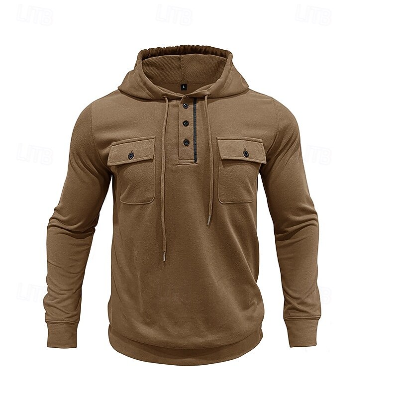 Men's Hoodie Black Army Green Green Dark Gray Coffee Hooded Plain Pocket Sports & Outdoor Daily Holiday Cotton Streetwear Basic Casual Spring &  Fall Clothing Apparel Hoodies Sweatshirts4