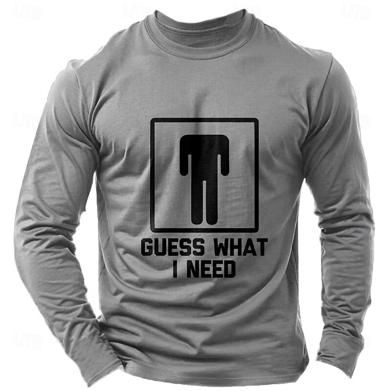 Men's Word / Phrase Abstract T Shirt Long Sleeve Shirt 100% Cotton Long Sleeve Graphic Shirt Dark Heather Grey Black Wine Comfortable Tee Vacation Street Fashion Designer Clothing3