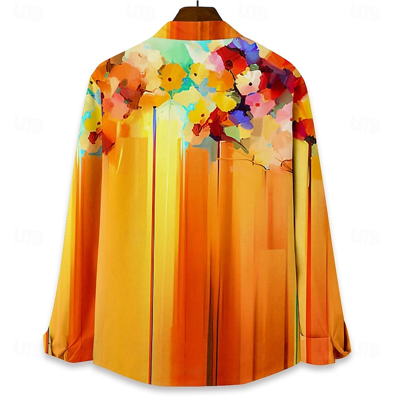 Men's Floral Tropical Flowers Beach Shirt Summer Hawaiian Shirt Button Up Shirt Long Sleeve Shirt Collared Shirts Hawaiian Casual Vacation Daily Yellow Red Blue S M L4