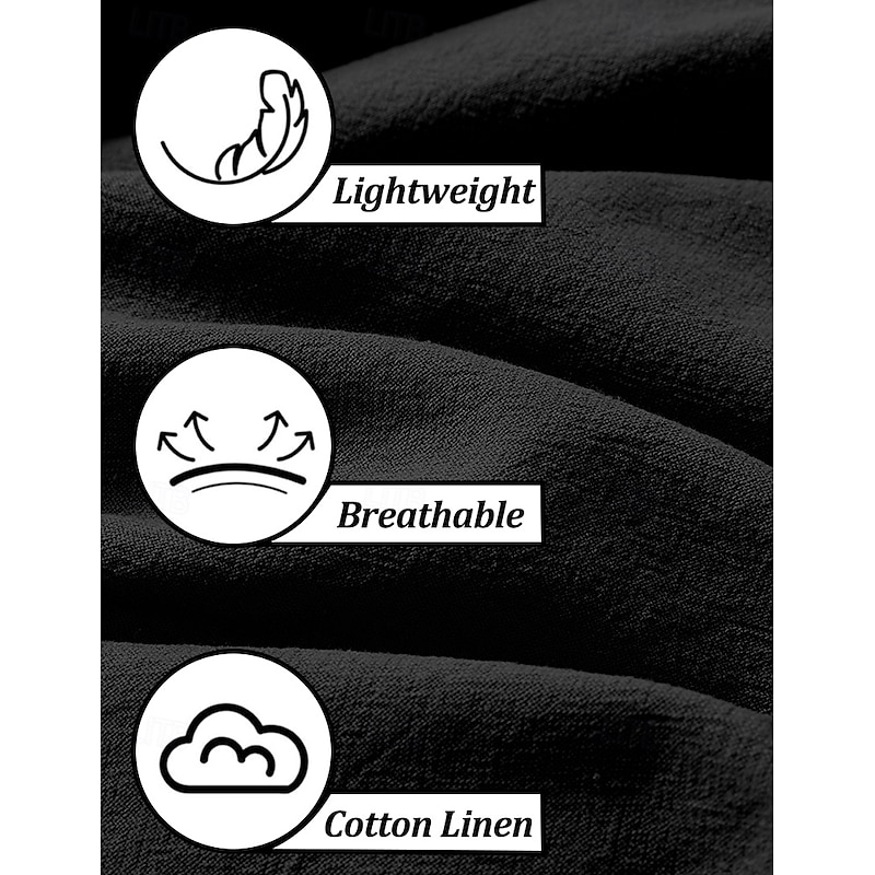 Men's Cargo Shorts Shorts Linen Shorts Summer Shorts Beach Shorts Drawstring Elastic Waist Multi Pocket Plain Knee Length Outdoor Casual Daily Vacation Casual Black White Inelastic3