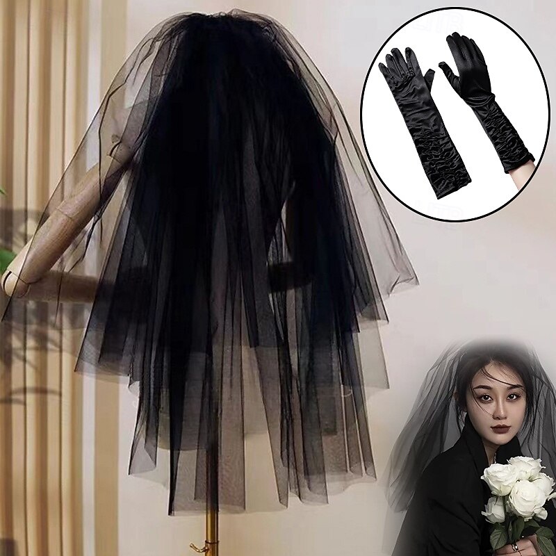 Punk & Gothic Gloves Veil Fancy Dress Women's Fantasy Halloween Carnival Party Evening Wear Adults' Gloves Headband