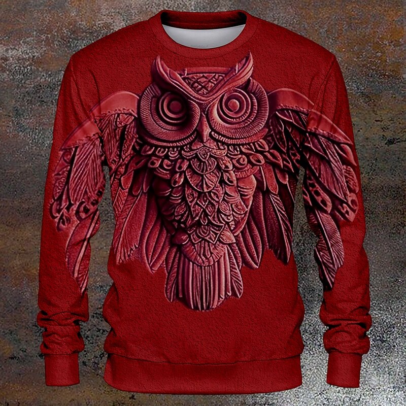 Halloween Men's Owl Hoodies Sweatshirt Long Sleeve Sweatshirt Crew Neck Fashion Cool Daily 3D Print 3D Print Fall Winter4